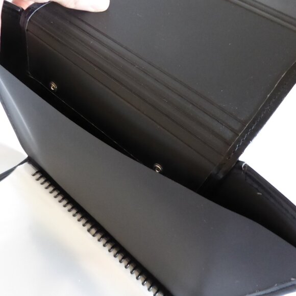 INFUSE BRAND BLACK LEATHER SPIRAL PRESENTATION BOOK SHEET PROTECTOR CASE BINDER - Picture 10 of 14